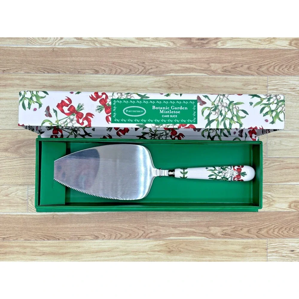 Portmeirion Botanic Garden Serving Cake Slice Mistletoe Porcelain Handle‎ NEW